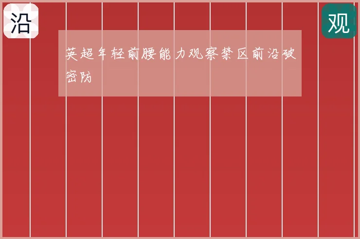 英超年轻前腰能力观察禁区前沿破密防